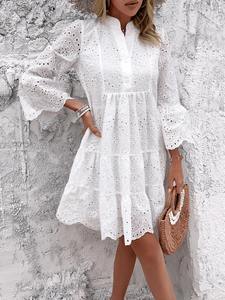 Robe d'été rayonne tie-dye pour femmes Designer à volants avec travail à la main fête et tenue décontractée robe courte à col en V - Product Image 2