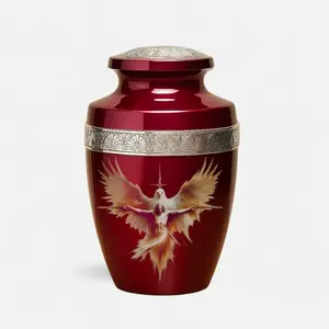 โกศเผาศพสีเบอร์กันดี สำหรับบรรจุอัฐิมนุษย์ ขนาดผู้ใหญ่ พร้อมถุง - Product Image 1