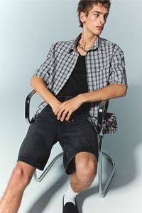 Top Trending Loose Fitting Drop Shoulder Calidad Premium lavada manga corta 100% Algodón Checks Camisas de manga larga informales para hombres - Product Image 4