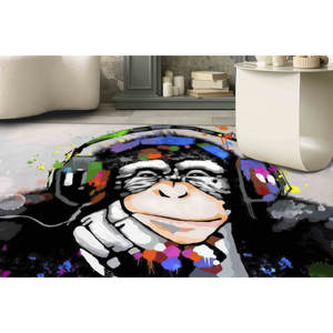 Alfombra estampada - Alfombra Banksy Thinking Monkey, alfombra con diseño de animales, alfombra para dormitorio, regalo para él, alfombra suave con pelo largo - Product Image 2