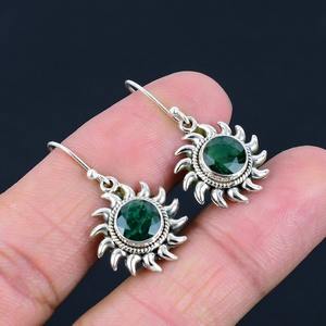 Joyería de piedras preciosas Esmeralda para mujer, pendientes de estilo bohemio de plata, joyería de plata de ley 925, pendientes hechos a mano de tendencia, regalo para - Product Image 5