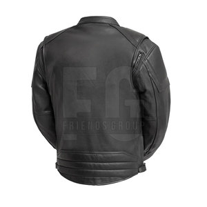 Chaqueta de Motociclista de Cuero Negra para Hombre, Impermeable, Transpirable, de Invierno, con Cuello Mao, Cierre de Cremallera, Estilo Motero - Product Image 2