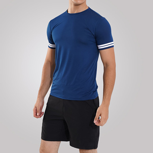 Venta al por mayor de camisetas de entrenamiento con logotipo personalizado, ropa deportiva atlética masculina para gimnasio, camisetas de gimnasio para hombres en blanco con cuello redondeado para fitness activo - Product Image 4