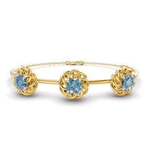 Ice Blue Spiral Eleve Round Lab Grown Diamond Openable Bracelet In 14K <b>Solid</b> <b>Gold</b> 1 Ct Tw Cool Toned Layering Gift Style - Product Image 2