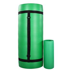 Tappetino Yoga Extra Spesso 10mm BalanceFrom Fitness in TPE Ecologico con Protezione Ginocchia e Cinghia per il Trasporto, Materiale NBR Verde - Product Image 1