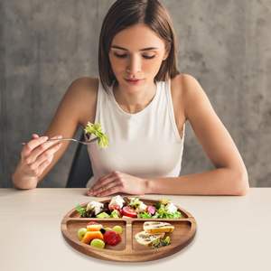Plato Redondo Pequeño de Madera Ecológica de Lujo con Divisiones para Adultos, Platos para Cena Bariátrica, Fácil de Limpiar, Utensilios de Cocina - Product Image 6