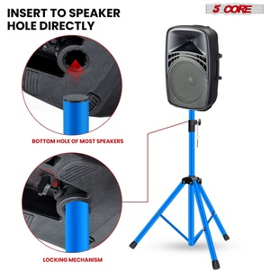 5 Core Speaker Stand <b>Tripod</b> Pair Heavy Duty Adjustable 48 Universal Mount for PA DJ Studio w Bag - Product Image 4