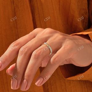 Bague de mariage classique en diamant or jaune, bague d'éternité en argent Sterling, anneau empilable torsadé, anneau Unique assorti - Product Image 4