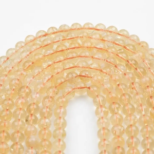 Haute qualité 4mm Citrine naturelle lisse perles de pierres précieuses rondes brins collier fait main pendentif fabrication de bijoux au prix de gros - Product Image 5