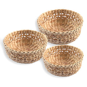Panier artisanal en jacinthe d'eau, petit panier de rangement, organisateur de table, d'étagère et de tiroir - Product Image 5