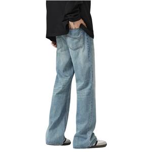 Pantalones vaqueros de marca de diseñador con remaches sueltos de cintura alta para hombre, pantalones vaqueros de mezclilla lavados ligeros de corte de bota Vintage personalizados para todas las estaciones al por mayor - Product Image 3