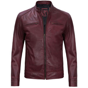 Chaqueta Clásica de Cuero Genuino para Hombre con Cuello Alto y Logotipo Frontal, Ropa Exterior Cortavientos y Transpirable para Hombres con Estilo - Product Image 3