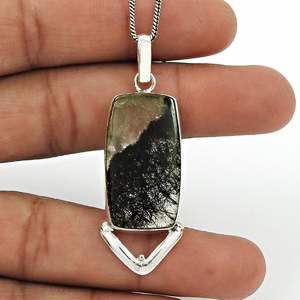 Joyería de piedras preciosas de rutilo negro para mujer, colgante de estilo bohemio de plata, joyería de plata de ley 925, colgante hecho a mano de tendencia, regalo - Product Image 3