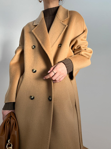Abrigo de Invierno Largo de Lana con Solapa, Ajustado, Color Sólido, para Mujer, Ecológico, con Forro de Seda, Colección 2026 - Product Image 3