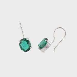 Boucles d'oreilles émeraude ovales en pierre précieuse verte, bijoux en argent sterling 925, cadeau élégant fait à la main pour femmes, Design Boho - Product Image 4