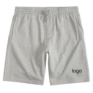 กางเกงขาสั้นออกกำลังกายวิ่งผ้าฟลีซผ้าฝ้าย 100% สำหรับผู้ชาย ระดับมืออาชีพ เป็นมิตรกับสิ่งแวดล้อม เอวยางยืดแบบสั่งทำ ใส่สบาย ลายเรียบ - Product Image 1