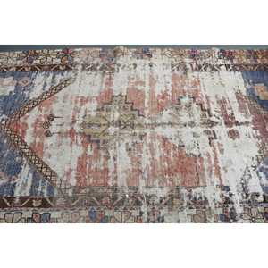 Alfombra de 4.3x8.5 pies, Alfombra Vintage, Alfombra Turca de Lana Azul con Estampado Animal - Product Image 5