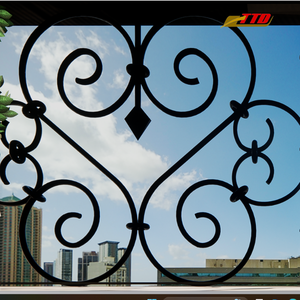 Garde-corps en fer vert pour balcon avec supports de jardinière en option et finition résistante aux intempéries pour des espaces de vie urbains écologiques - Product Image 1