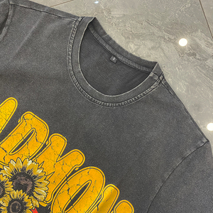 Camiseta Vintage de Manga Corta para Hombre, Corte Regular, con Estampado Personalizado, Lavado Ácido, Estilo Desgastado, 100% Algodón, Ropa Casual - Product Image 3