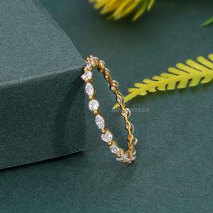 Elegante IGI certificado VVS alternativa Marquesa laboratorio crecido diamante 14K oro sólido boda banda anillo de gama alta moda mujer joyería - Product Image 1