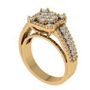 Anillo Clásico de Oro Amarillo de 10K con Diamantes Cultivados en Laboratorio para Mujer, Halo Cuadrado, Banda de Varias Hileras, Joyería Fina, Regalo de Compromiso y Boda - Product Image 2
