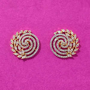 Pendientes colgantes de moda hechos a mano, últimas tapas de Zirconia cúbica de calidad de exportación con chapado en rodio de 2 tonos - Product Image 1