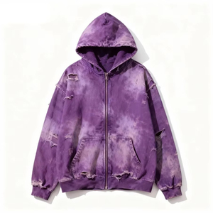 High Quality Distressed <b>Men</b> Hoodies Wholesale Heavy Weight Custom Oversized Vintage Acid Wash <b>Thermal</b> Hoodie for <b>Men</b> - Product Image 5