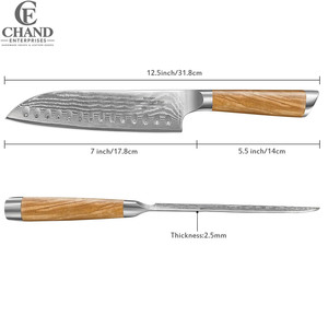 Couteaux de Damas faits à la main à prix de gros, qualité supérieure, couteau de camping professionnel, manche en bois DIY, OEM - Product Image 2