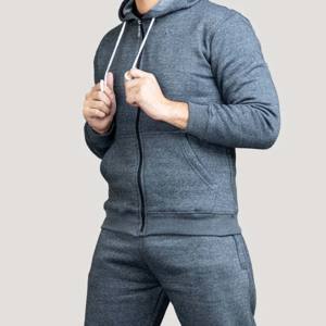 Conjunto de pantalones de chándal deportivos informales y Sudadera con capucha para niños de otoño e invierno, chándal elástico tejido con cremallera con capucha y logotipo para uso en el gimnasio - Product Image 4