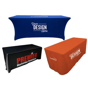 कस्टम प्रचार कार्यक्रम के लोगो मुद्रित विज्ञापन तालिका में छटा हुआ छटा 6 फीट 8 फीट टेबलक्लोज ट्रेड शो टेबल कवर - Product Image 1