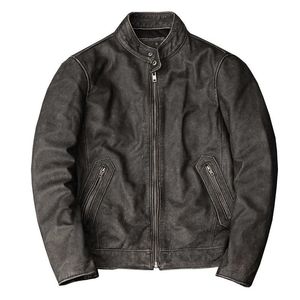 Chaqueta de cuero genuino para hombres y mujeres con capucha de piel sintética transpirable a prueba de viento forrado de algodón invierno elegante Vintage - Product Image 1