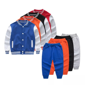 Ensemble survêtement pour enfants, veste en molleton à capuche solide, style varsity, jogging, deux pièces, garçons et filles, veste bomber, sweat-shirt, pantalon, survêtement - Product Image 1