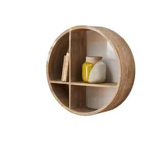 Étagère de rangement murale en bois de forme irrégulière ronde Art Déco naturelle personnalisée pour l'affichage mural par Z f Craft Impex - Product Image 4