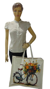 Sac fourre-tout en toile personnalisé avec photo géométrique laminée, motif floral, impression numérique, grande taille, utilisation en extérieur, poignée en coton, fermeture à glissière - Product Image 3