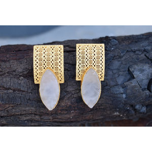 ต่างหูเม็ดเดี่ยวสำหรับผู้หญิงและหญิง,ต่างหูห่วงหินทำมือเคลือบสีทองแฟชั่นสวยๆ - Product Image 1