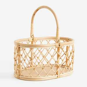 Cesta de Picnic de Ratán Natural con Asas, Cesta de Regalo Ovalada de Mimbre, Cesta de Almacenamiento Resistente Tejida a Mano para Frutas y Campamentos al Aire Libre - Product Image 3