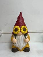 Statue de jardin lumineuse en forme de gnome tournesol, en PP moulé par soufflage, ornement extérieur pour jardin, pelouse, patio, véranda et décoration saisonnière