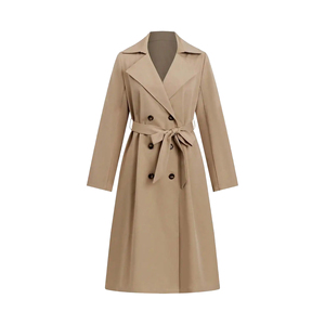 Gabardina larga de cintura con doble botonadura de estilo británico con temperamento moderno para mujer nueva de otoño e invierno - Product Image 1