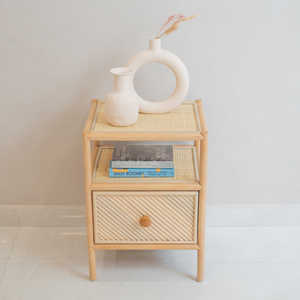 Table de chevet en bois de rotin d'excellente qualité table de nuit moderne tiroir armoires de chevet meubles de chambre à coucher - Product Image 2