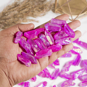 Venta al por mayor de mini puntos de cuarzo aura de color rosa natural, cristales curativos semipreciosos para decoración y meditación a bajo precio. - Product Image 3