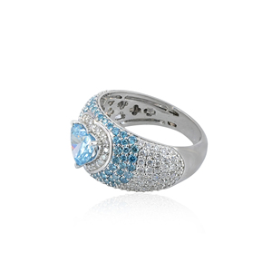 Anillo de Diamante Azul Corazón de 2.54 Quilates, Cultivado en Laboratorio, Oro de 14K, Anillo Infantil de Lujo, Joyería Fina - Product Image 3
