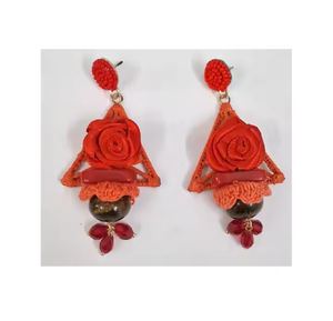 Boucles d'oreilles rouges faites à la main pour femmes élégantes perles conception de goutte bijoux de mode pour mariage peau sensible sans danger - Product Image 1