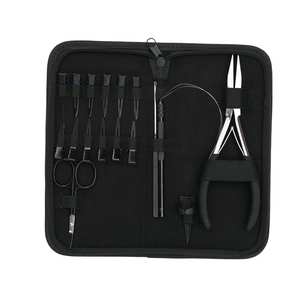 Nouveau kit d'outils pour extensions capillaires : Pince à sertir à mâchoires plates, crochet de tirage de boucles, anneau de séparation capillaire et pinces de sectionnement professionnelles - Product Image 1