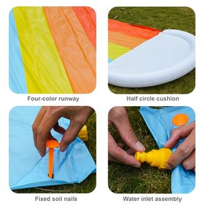 Inflatable <strong>Rainbow</strong> Water Slide with Splash Sprinkler - Kids' Outdoor Lawn Water Play Pool <strong>Toy</strong> with Slide Mat - Product Image 2