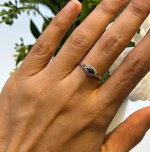 Boho Marquise Amethyst แหวน925เงินสเตอร์ลิงทำด้วยมือเครื่องประดับอัญมณีของขวัญหรูหราสำหรับผู้หญิง - Product Image 3