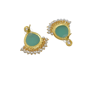 Boucles d'oreilles Offre Spéciale Fabricant Fournisseur Clous d'oreilles ronds en pierre naturelle inoxydable plaqué or 18 carats - Product Image 4