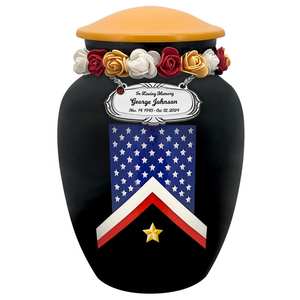 Veteran Flag Medium Urn Tribute <b>Wreath</b> Option Medallion Name Plate Option Aluminium funeral supplies urns for human ashes - Product Image 4