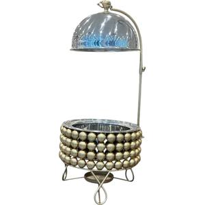 Ensemble élégant et moderne de trois chauffe-plats en argenterie avec pots en acier chauffe-plat avec couvercles pour table de mariage et de fête élégante - Product Image 2