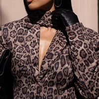Robe élégante en léopard marron pour femmes, automne-hiver, mini-robe tendance, luxe, à simple boutonnage, manches longues
