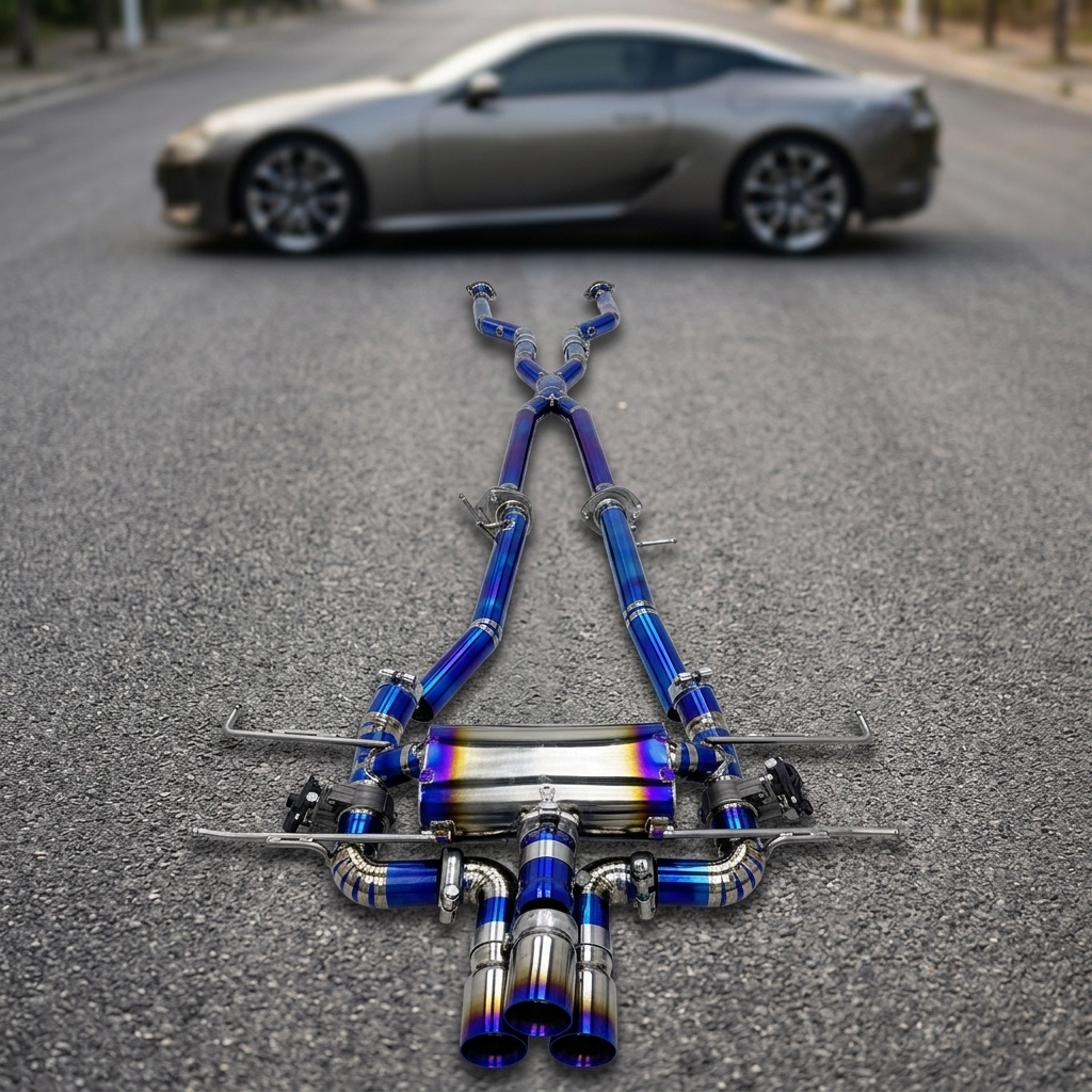 VantaFlow 1.2mm Titanium Blue Burnt Valvetronic Catback Exhaust System With Muffler for Lexus LC500 5.0L 2018-2026